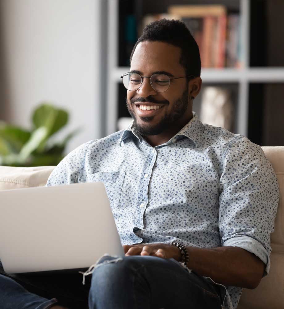man applying for a personal loan with fast and easy online application